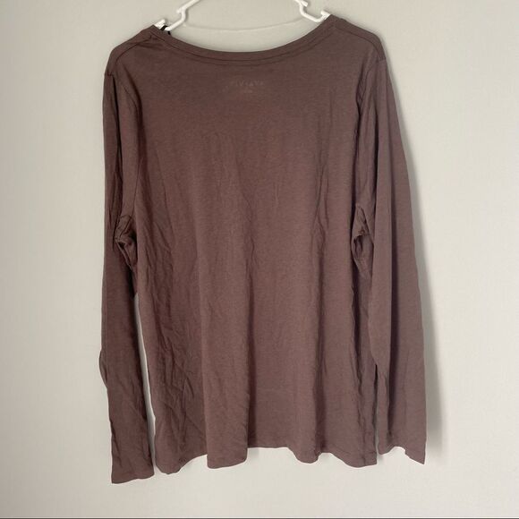 Ava & Viv Women’s Scoop Neck Long Sleeve Basic Plus Size Top Brown - Picture 4 of 4